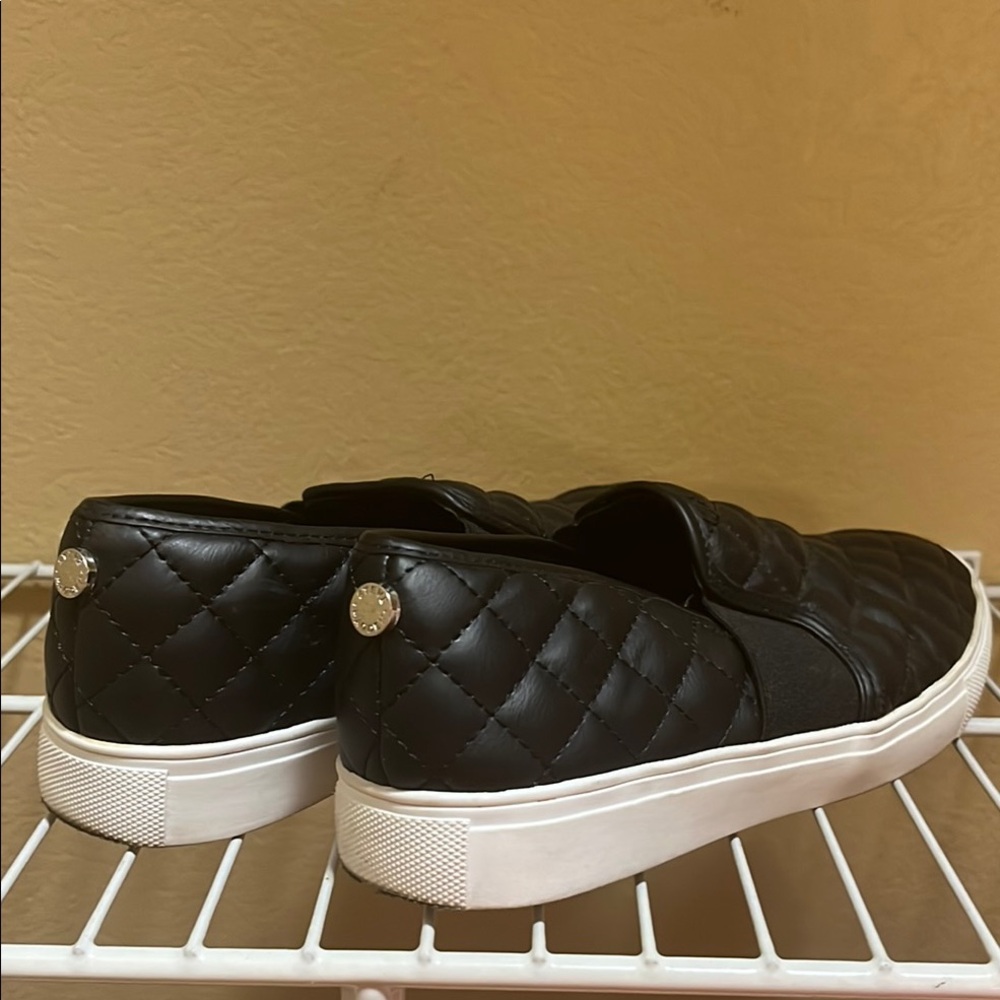 Steve Madden Quilted Black Flats with White Rubber Outsoles